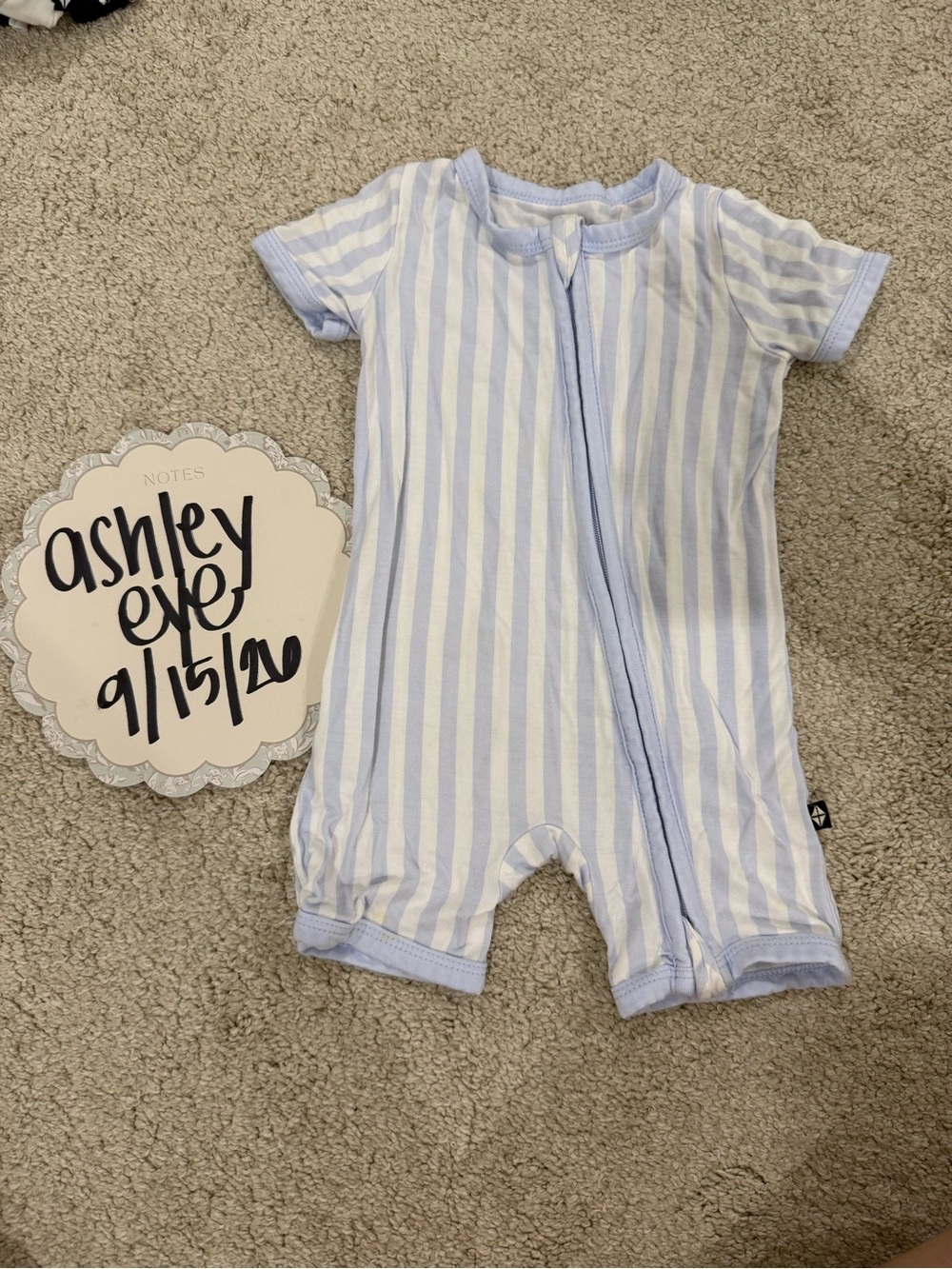 Kyte BABY Light Blue & White Striped Short-Sleeve Onesie- 6-12m